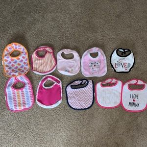Bundle Deal!!! Set of 10 Baby girl bibs (gently used)